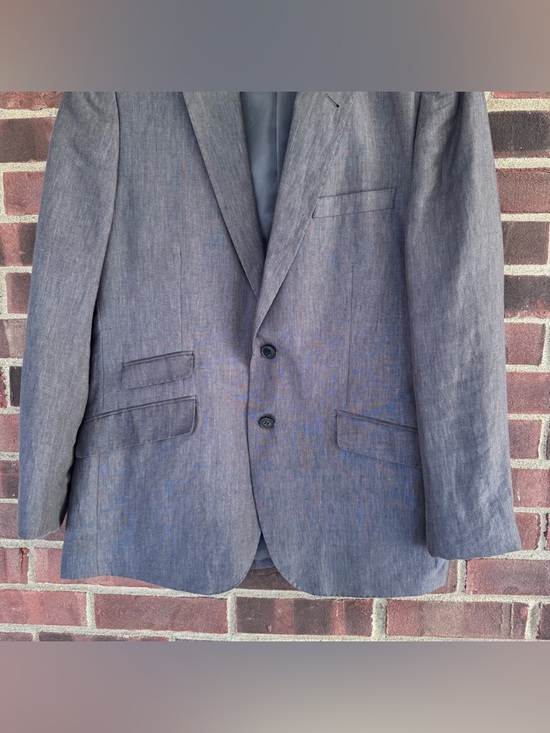 H&M 100% Linen Blazer Mens 42R Gray Summer Lightweight Jacket - Picture 3 of 10